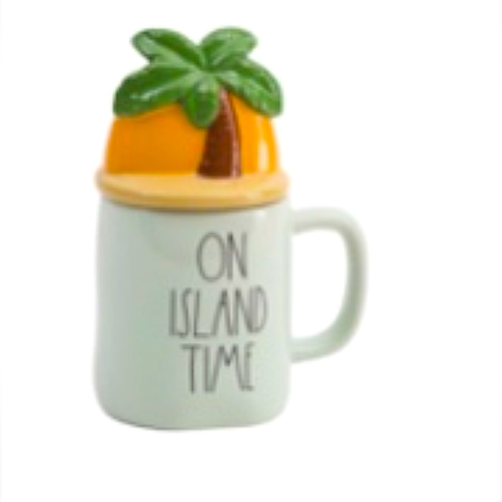 🌴Rae Dunn On Island Time figural mug with decorative top.